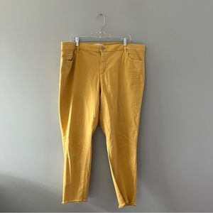 Ann Taylor LOFT Plus yellow skinny jeans raw hem size 18